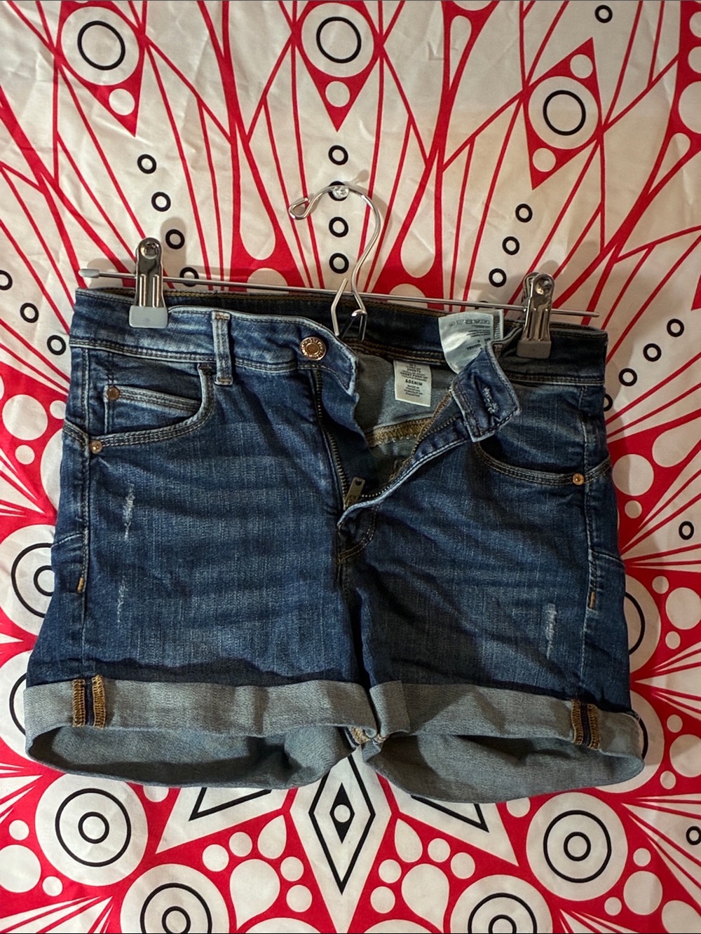 H&M Dark Blue Rolled-Hem Denim Shorts